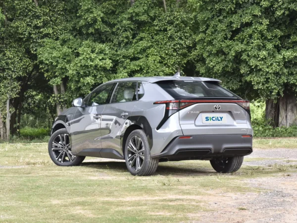 2024 Gray Toyota BZ4x left side rear image.